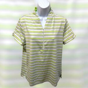 Very Nice Zenergy Golf by Chicos Striped Short Sleeve Top Size 12 or Chicos 2